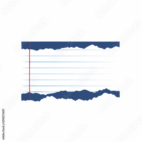 Torn Lined Paper with Red Margin Line