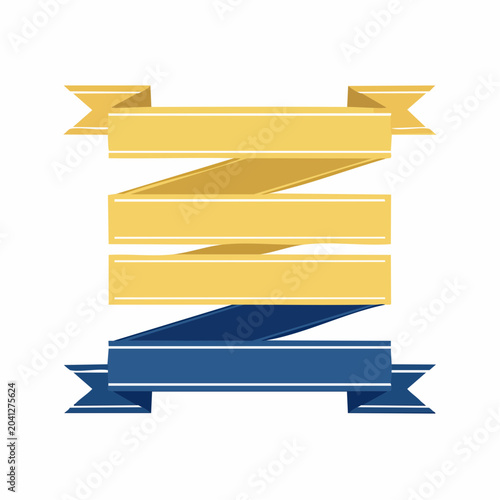 Yellow and Blue Ribbon Banner with White Stripes