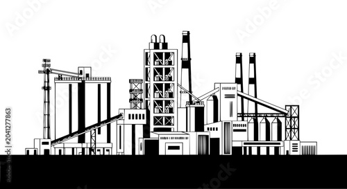 Foto Industrial factory complex silhouette
