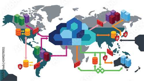 Global network of digital data centers and cloud computing infrastructure