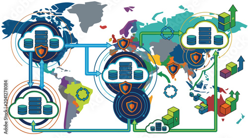 Global Data Center Network Integration with Secure Cloud Storage Architecture