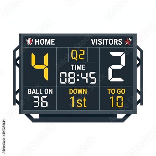 Large football stadium scoreboard, modern flat 2D vector icon