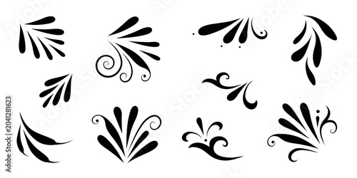 фотографія Set of decorative element curls on a white background