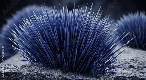 Macro View of Hazardous Blue Asbestos Crocidolite Fibers on Rock Surface Dangerous Carcinogenic Microscopic Needles Representing Serious Health Risks and Exposure