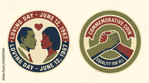 Foto Loving Day Commemorative Coin Vintage Illustration
