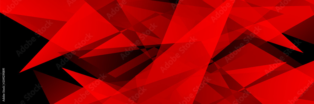Fototapeta premium Abstract red and black geometric background with overlapping sharp triangles. Vector illustration