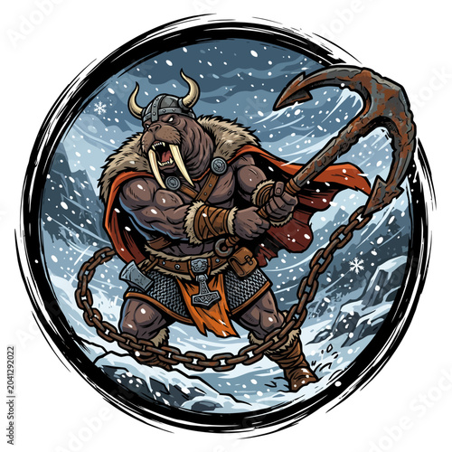 Foto Fantasy warrior with battle axe.