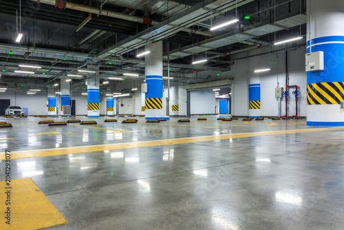 Spacious and Modern Parking Lot Interior with Minimalistic Design and Clean Lines