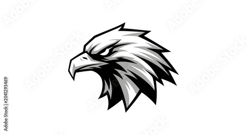Photos Eagle Head Illustration in Black White.