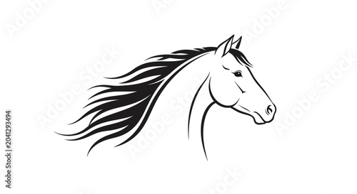 Bild auf Leinwand Black and white horse head illustration.