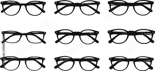 Foto Collection of various black glasses for vision correction and fashion  eight pai