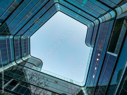 Captivating View of Modern Architecture Framed by Glass Facades