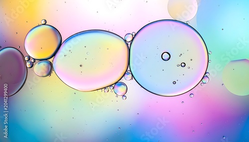 Vibrant Iridescent Soap Bubbles Floating.
