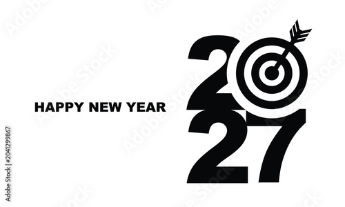Minimalist Happy New Year 2027 Typography Background
