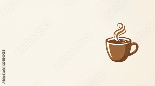 Minimalist illustration of a steaming hot coffee cup
