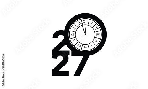 Minimalist 2027 New Year Clock Countdown Design