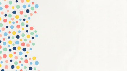 Colorful polka dot border on white background