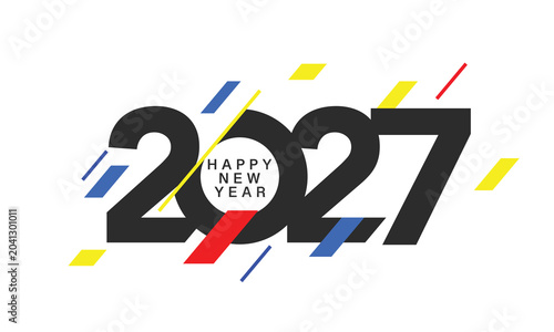 Minimalist Typography Happy New Year 2027 Poster