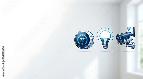 Smart home automation icons for climate light and security control