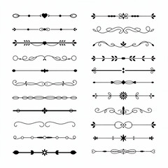 Collection of 20 decorative black line dividers with ornate