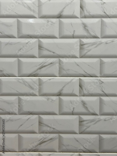 White Marble Subway Tile Texture Background Horizontal View