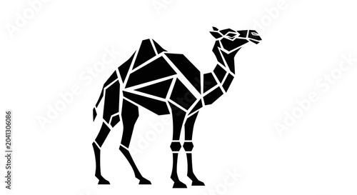 Cuadro en lienzo Geometric Black Camel Silhouette Modern Abstract Design.