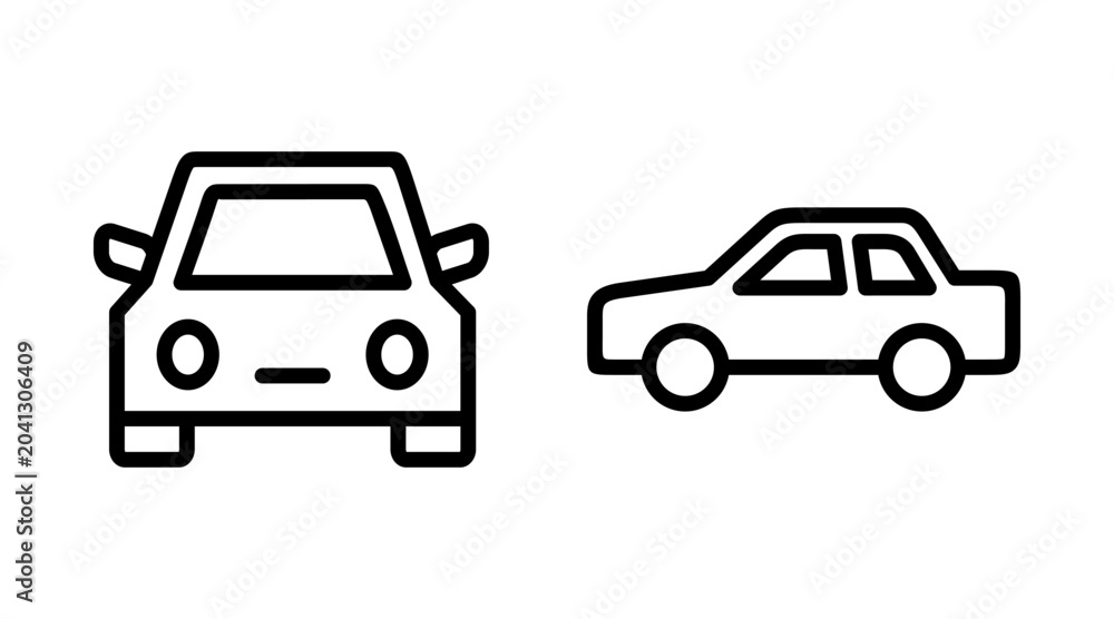 Naklejka premium Car icon set vector. car sign and symbol. small sedan