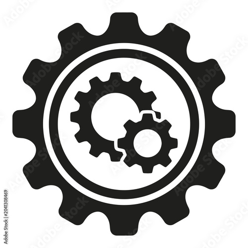 Cogwheel icon with interlocking gears mechanism symbol  gear design element icon