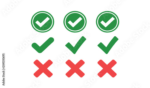 Konstfotografi Check mark and cross vector icons set for correct and incorrect choice design elements
