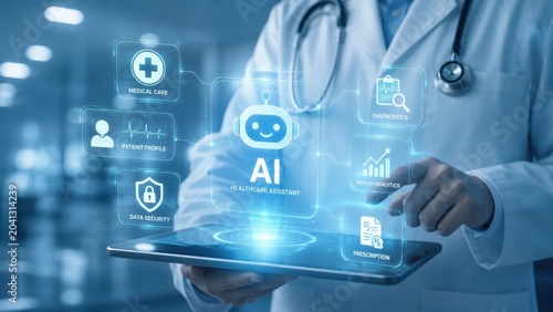 Ai healthcare assistant revolutionizes medical care in hospitals digital interaction high fidelity environment professional viewpoint