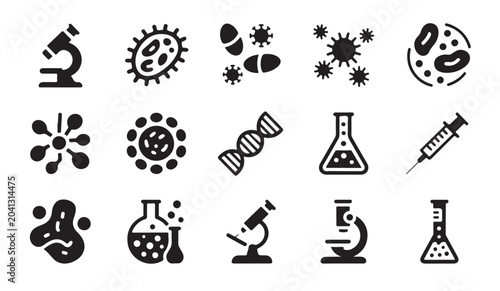 Tableau sur toile Laboratory equipment and DNA structure icons for scientific research and medical education