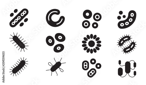 Tableau sur toile Bacterial shapes collection showing different types of microbes and biological organisms