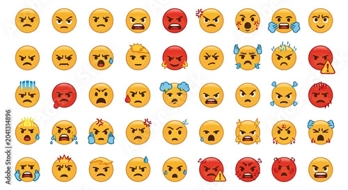Fotografi Collection of emoji illustrations depicting different expressions and emotions
