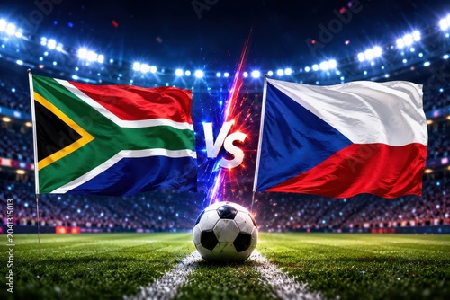 International soccer match south africa vs czech republic stadium arena sports event competitive atmosphere action-packed viewpoint ,  2026