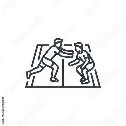 Schilderij op canvas Two Kabaddi players facing off on a designated court.