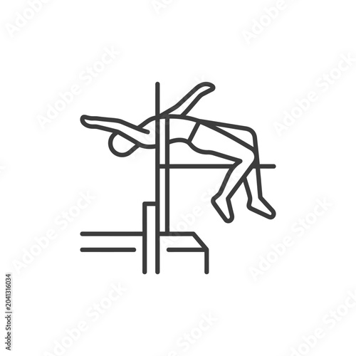 Foto Minimalist high jump athlete clearing crossbar icon.