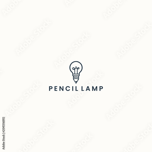 Pencil lamp logo icon design template vector illustration