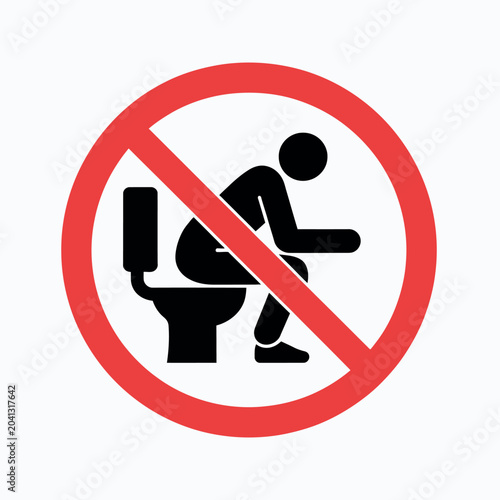 please do not stand on the toilet seat prohibition icon, bathroom behavior warning labels, sanitation safety rule symbols, public toilet etiquette signage collection, minimal line stroke vector pack.