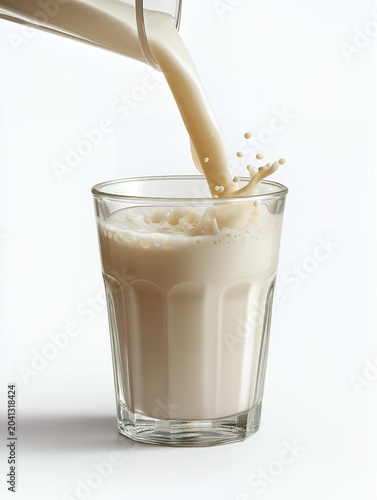 Creamy Milk Splash In Clear Drinking Glass For Dairy And Nutrition Concept