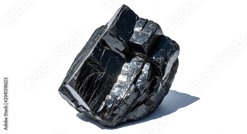 Raw Hematite Mineral Specimen on White Background.