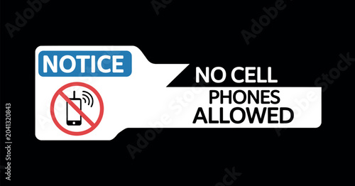 notice no cell phones allowed sign, cellphone ban restriction symbol collection, public area mobile usage control signage, no smartphone warning icon set, modern doodle flat vector illustration.