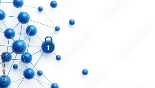 Data security concept featuring padlock on network structure security protection connection technology internet information business abstract structure background identity encryption