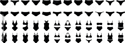 Foto Women Underwear And Swimsuit Silhouette Icons Set With Panties Bikini Bottoms An
