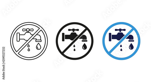 Schilderij op canvas No Water, Prohibited, Tap, Faucet, Icon Set, Vector