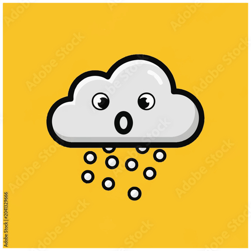 Canvas Print Cartoon Cloud with Surprised Face.