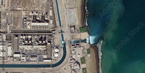 Obraz na plátně Sohar Desalination Plant Satellite Image, Oman Coast