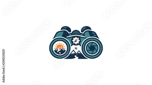 Fotografie Binoculars with colorful eyepieces closeup.