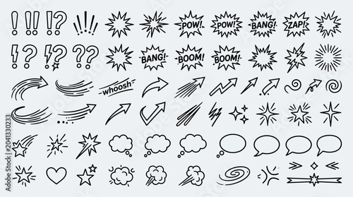 Fotografia Collection of various comic book style speech bubbles and reaction icons