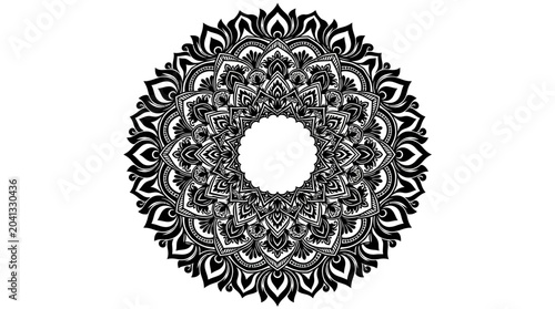Foto Intricate black and white mandala design.