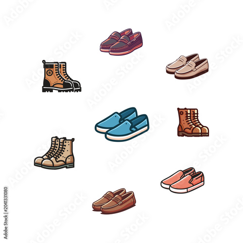 Shoe icons set logo template